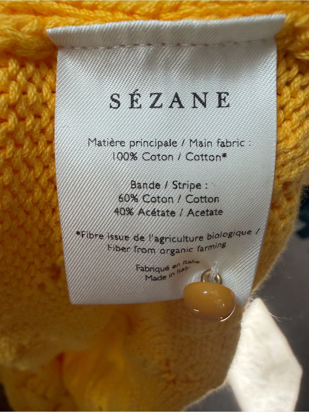 Sézane Bright Yellow Openwork Button-Back Knit Cardigan - Picture 3 of 6